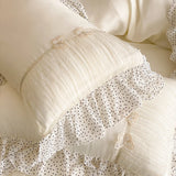 Pink Romantic Lace Princess Wedding Bedding Set Lyocell Bamboo Fiber Soft Silky Duvet Cover Flat/Fitted Bed Sheet Pillowcases