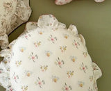 INS Round Ruffle Edge Floral Throw Pillow Stuffed Cushion Girl Heart Sweet Princess Cotton Home Bed Sofa Decor Cushion Headrest