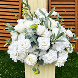 Pink Green Artificial Hydrangea Rose Anthurium Arrangement Wedding Table Centerpiece Floral Runner Party Backdrop Banquet Decor