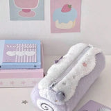 Cute Kawaii Swiss Roll Cake Plush Desktop Large Capacity Storage Pencil Case Zipper Pouch Cosmetic Bag Girl Student Gift lovely