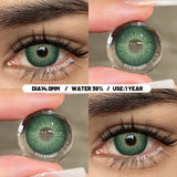 1 Pair Big Eyes Black Lenses Natural Gray Lenses Color Contact Lenses Eyes with Green Beautiful Pupils Lenses Yearly