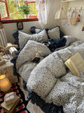 3/4Pcs Vintage Flower Lace Ruffles Skin-friendly Soft Bedding Set Duvet Cover Bed Sheet Pillowcases