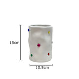 Simulation Inlaid Gemstone Ceramic Vase Flowers Pots Desk Decoration Flower Arrangement Floral Vases Room Aesthetic Decor
