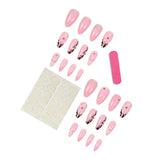 3D Press on False Nails Mid-length Almond Wearable Full Cover Nails Tips Leopard Print French Nail Full Cover Wearable False Tip