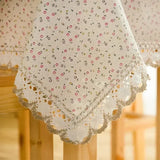 Small Fresh Floral Tablecloth Cotton Thread Lace Dining Table Cover Cloth Household Coffee Table Cover TV Cabinet Tables Cloth