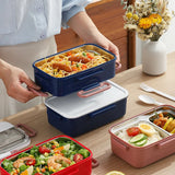 Lunch Box with Soup Bowl for Student Office Worker Microwave Heating Double-layer Box Bento Food Container Storage Box