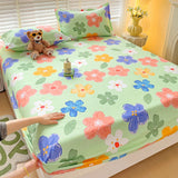 Purple Flower Bed Sheets Single/Queen/King Size Fitted Bed Sheet with Elastic Band drap de lit High Quality Mattress Cover 180