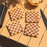 Creative Chessboard Cup Mat Solid Wood Tea Mat Dessert Cake Mini Tray Coffee Coaster Kung Fu Tea Cup Holder Tea Set Accessories