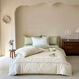 Chic Flowers Embroidery Bedding Set Lyocell Bamboo Fiber Soft Silky Cool Feeling Duvet Cover Flat/Fitted Bed Sheet Pillowcases