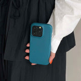 Simple blue green color leather cover for iphone 13promax 15 13 15promax 12 14pro 15pro 14 pro max rphone case potector shell