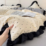 French New Class A Bed Set Four-piece Set Comforter Washed Cotton Four-season Skin Friendly Quilt Cover Three-piece Bedding Set