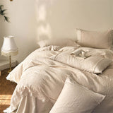 20% Linen And 80% Cotton Vintage French Jacquard Lace Embroidery Bedding Set Duvet Cover Flat/Fitted Bed Sheet Pillowcases 4Pcs