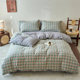 New All-cotton Washed Cotton Printed Checkered Quilt Cover Skin-friendly and Breathable Duvet Cover Without Pillowcase