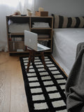 Tufting Black White Grids Bedside Rug Soft Geometric Carpet Bathroom Floor Pad Kids Room Bedroom Doormat Aesthetic Home Decor