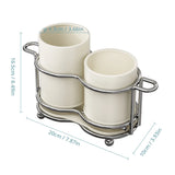 Chopsticks holder,Utensil Holder with 2 Compartments, Stainless Steel Utensil Drying Rack with Drain Tray,Forks, Knives, Spoons