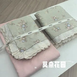 Princess Style Bedding Sets Ruffle Lace Bow Quilt Cover Romantic Print Bedclothes Home Decor Woman Girl Bedroom Duvet Cover 4pcs