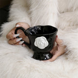 1Pc350Ml High-End Camellia Mug Exquisite Niche Design Ceramic Mug Afternoon Tea Camellia Ceramic Cup Mug Coffee Cup Gift Souveni