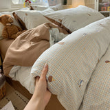 Ikeehome  new class A super soft washable four-piece cartoon quilt cover dormitory bed sheet three-piece bedding