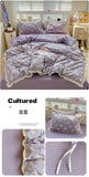 Print Floral Bedding Set Double Layer Yarn Four Pieces Set Soft Comfortable Duvet Cover Bed Sheet With Pillowcases Home Textiles