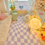 Purple Carpet for Living Room Modern Simplicity Checkerboard Bedroom Bedside Rug Large Area Study Dressing Table Mat Tapete