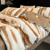 New autumn and winter thickened warm and comfortable rabbit plush four-piece set student dormitory three-piece bedding