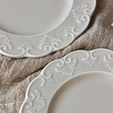 French Relief Dessert Plate Ins Retro Breakfast Bread Plates Household Versatile Dining Disc Milk Tea Colored Ceramic Tableware