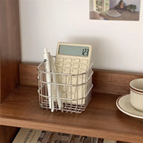 Ins Sliver Square Stainless Small Storage Basket Kitchen Bathroom Accessories Home Decorative Desk Makeup Organizer Box