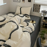 Nordic Style Pure Cotton Printed Bedding Sets Ultra Soft and Skin Friendly Fitted Sheet Kit Home Twin Bedclothes for Adults