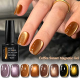 Coffee Sunset Cat Magnetic Gel Nail Polish Glass Bead Ultral Shine Magnetic Semi Permanent Soak Off UV Gel Varnish Nail Supplies