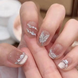 10Pcs Handmade Press On Nails Full Cover Butterfly Design Cat Eye Short Square Ballerina Artificial False Nails Nail Tips Art