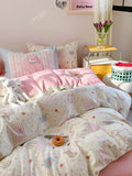 Cute Bear Pure Cotton Bedding Set Cartoon Design Dormi Tee-Piece eet Cover Comforter Cover Cute Girl Bedroom Supplies