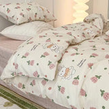 Romantic Bedding Set Floral Ins Style Duvet Cover Flat Sheet with Pillowcases Single Queen Full Size Boys Girls Korean Bed Linen