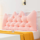 Korean Style  Pure Color Reading Pillow with Lace Trim Backrest  and Anti-Collision Waist Belt, Large Backrest Support Bolster