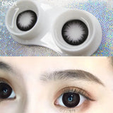 2Pcs Natural Eyes Black Contact Lenses for Eyes with Myopia Prescription Circle Soft Colored Large Diameter 14.5mm Lens