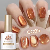 10ml Leopard Cat Magnetic Eye Gel Nail Polish Autumn Night Coffee Brown Glass Beads Soak Off UV LED Manicure Nail Ar
