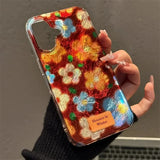 Perforated Vortex Retro Small Flower Phone Case For iPhone 15 Cases iPhone 11 12 13 14 16 Pro Max XS X XR 7 8 Plus SE 2022 Cover
