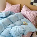 Ins Simple Blue Dot Bedding Sets 2025 New Girls Bed Sheet Set Four Piece With Pillowcases Dormitory Quilt Set No Filling