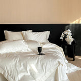 4Pcs Jacquard Egyptian Cotton Luxury Bedding Set Soft Silky Single Queen King Duvet Cover Set Flat/Fitted Bed Sheet Pillowcases