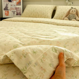 Thiened Pure Cotton Blue Wind Bell Bedding Set Ins Small Flower Tee Piece Bedding Set Quilt Cover Single Bedding Set