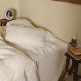 Cotton and Linen Vintage Hollow Lace Edge Bedding Set Queen King Size Duvet Cover Set Flat/Fitted Bed Sheet Pillowcases 4Pcs
