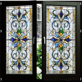 Ikeehome  European Retro Decorative Window Film Self-Adhesive Church Stained Glass Stickers Window Film Privacy Home Decor