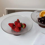 Crystal Glass Dried Fruit Plate High-end Casual Afternoon Tea Dessert Tray Household Living Room Candy Glasses Wood Base Plates