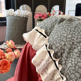100% Cotton Premium Double Layer Yarn Soft Vintage Floral Lace Ruffles Princess Bedding Set Duvet Cover Bed Sheet Pillowcases