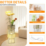 Modern Rattan Floor Lamp Dimmable Standing Floor Lamp Flower LED Night Light for Living Family Bedroom Deco