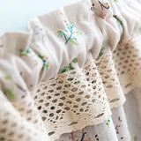 Korean Pastoral Style Linen Floral Short Curtains Kitchen for Linen Lace Curtain Half for Roman Window Door