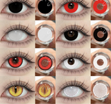 2pcs Halloween Colored Cosplay Contacts Lenses for Eyes Yearly Anime Lens Cosplay Eyes Contacts White Mesh Blind Lens