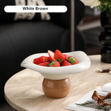 Modern Wave Irregular Ceramic Draining Tray Kitchen Fruits Snack Decorative Tray Tableware Living Room High-footed Tray