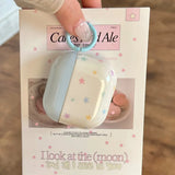 Korea lovely blue star gloss silicone earphone case for apple airpods pro 2 for airpods 1 2 3 4 protection cover with keychain