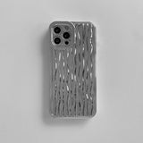 Luxury Silver Tin Paper Phone Case for iphone 16 15 14 13 11 12 Pro Max X XS Max XR Water Ripple Shockproof Soft Cover