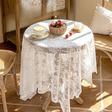 2025 new lace tablecloth white retro round table square tablecloth coffee table household French cover